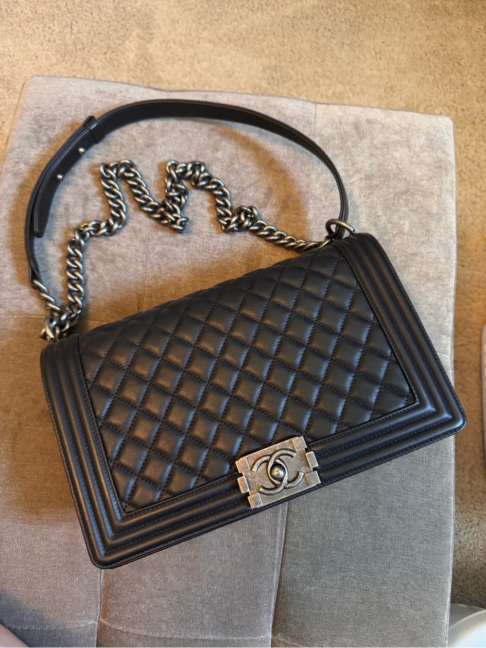 Black Chanel Boy Bag (cow hide)